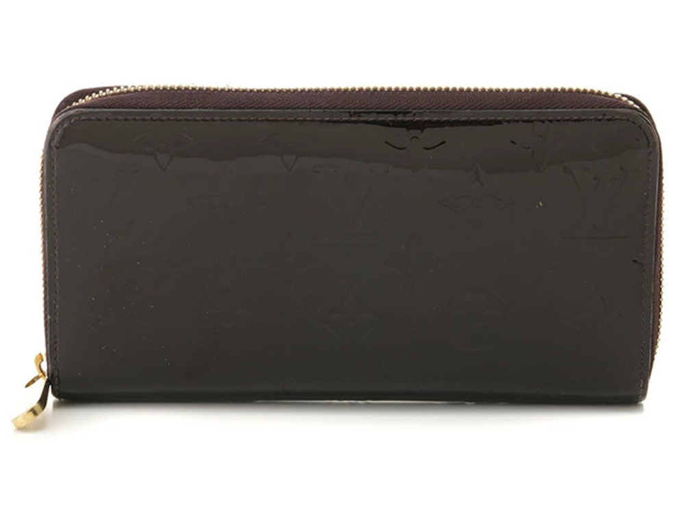 LOUIS VUITTON Zippy Wallet Monogram Vernis Amarante Purple Long Round Zipper